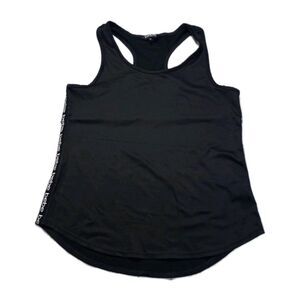 BeBe Sport Top Tank Black Scoop Neck Side Logo Tank Top Sz M